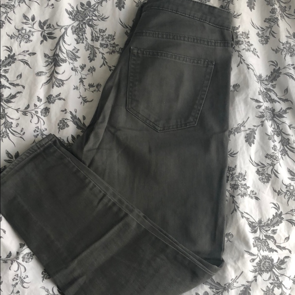 Gap Army Green ripped cropped jeans